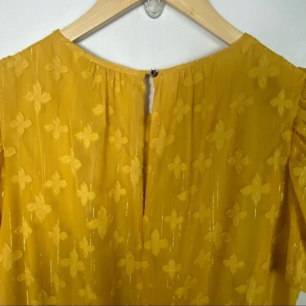 NWT Nordstrom Julia Jordan Size 12 Mustard Yellow Jacquard Midi Dress New W Tags - Picture 14 of 16